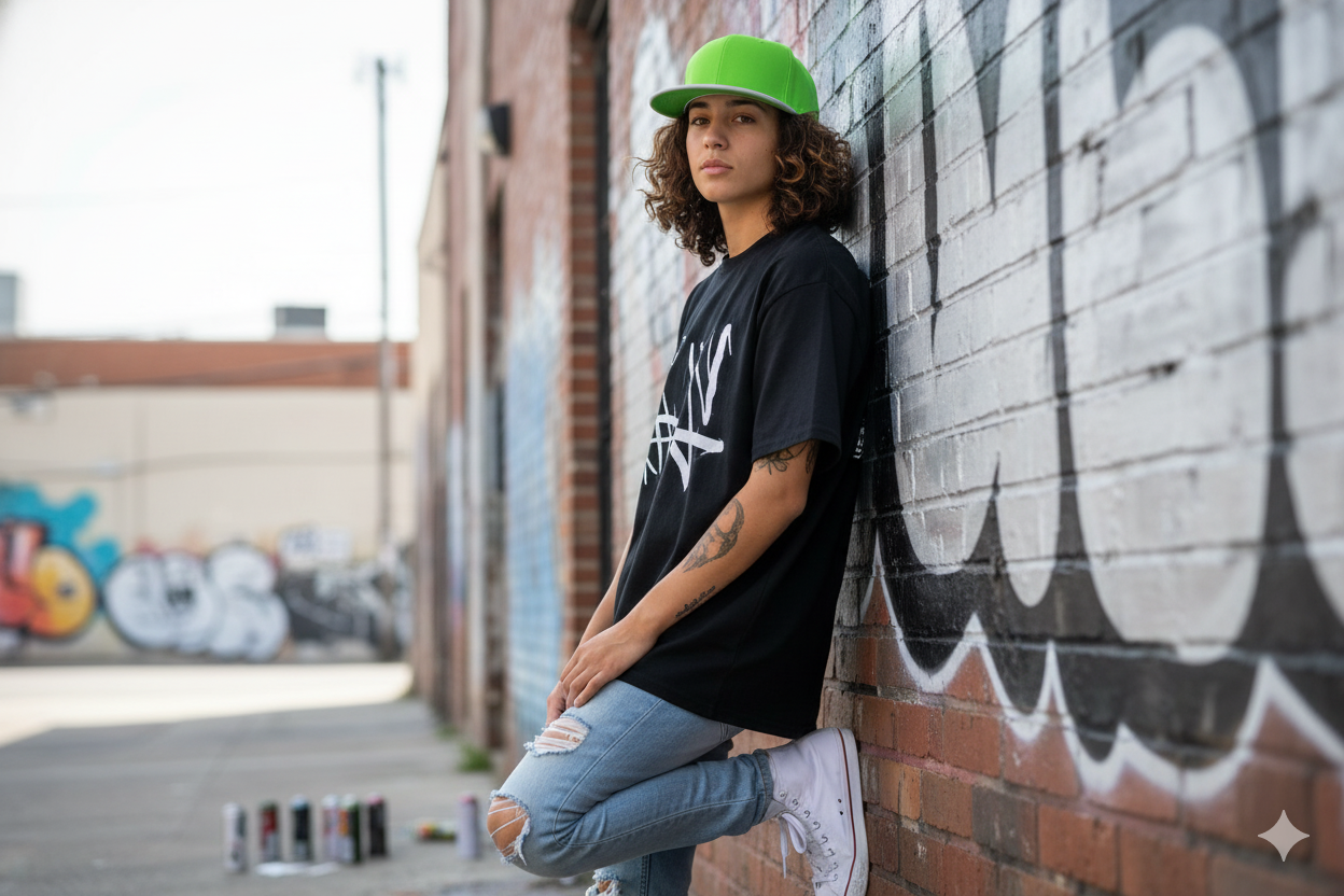 Lime & White Snapback Hat