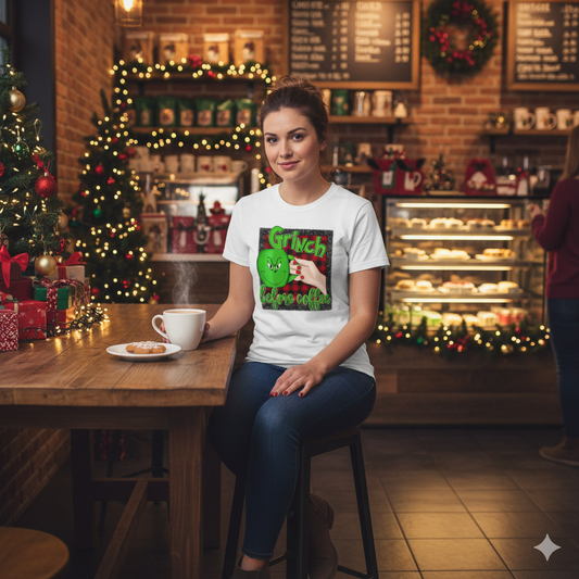 Grinch Before Coffee Christmas Boys Shirt Girls Shirt Ladies Shirt Mens Shirt