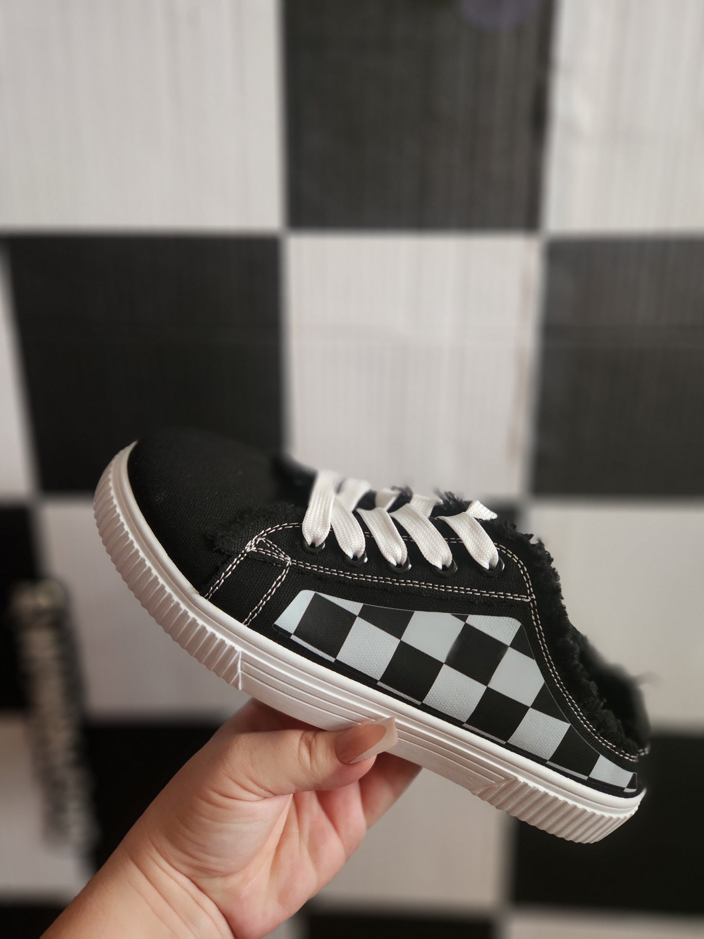 Ladies Black Checker Shoes