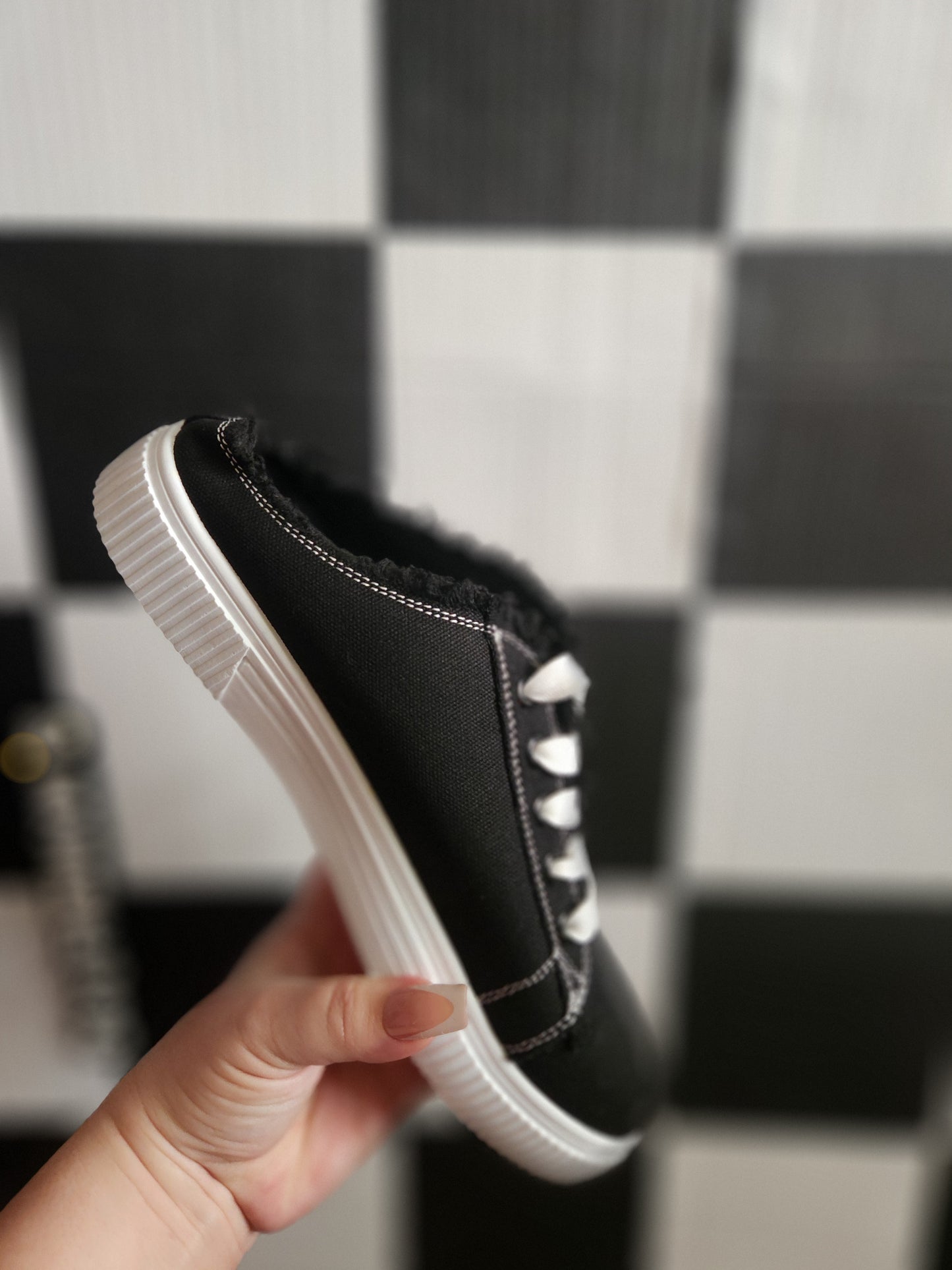 Ladies Black Checker Shoes