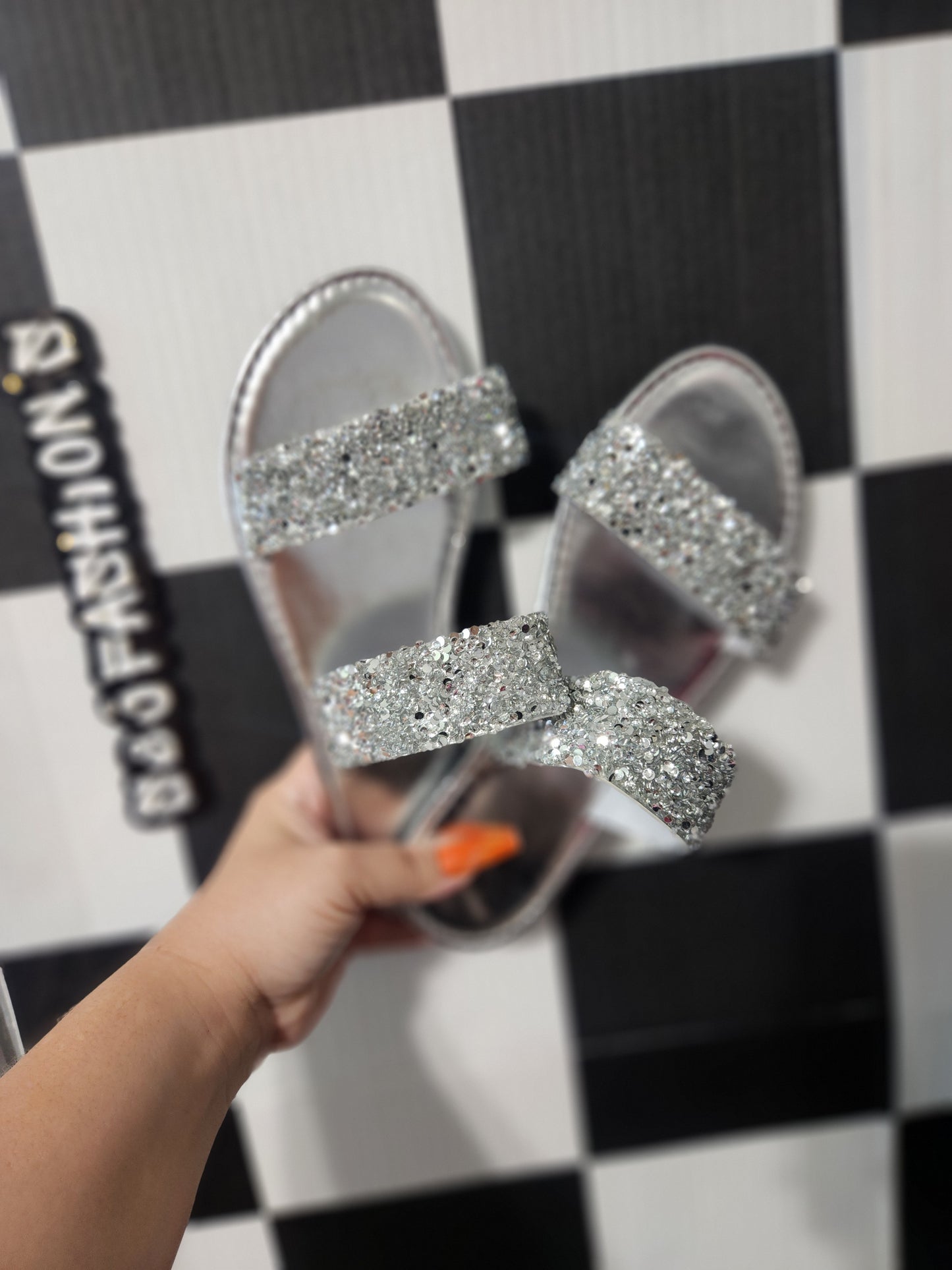 Sliver Glitter Womens Sandals