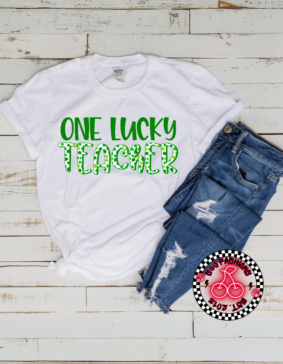 One Lucky Teacher Adult Ladies Shirt Mens Shirt St. Patrick's School