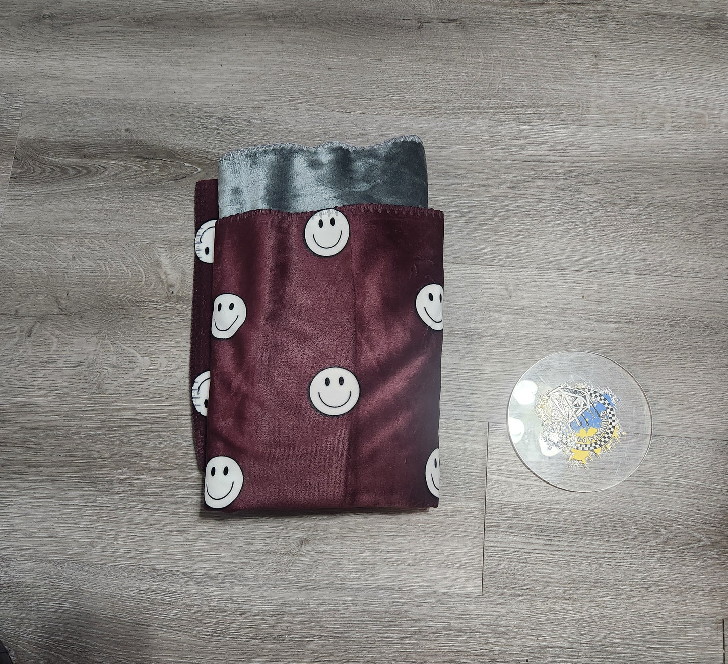 Burgundy Smiley Handmade