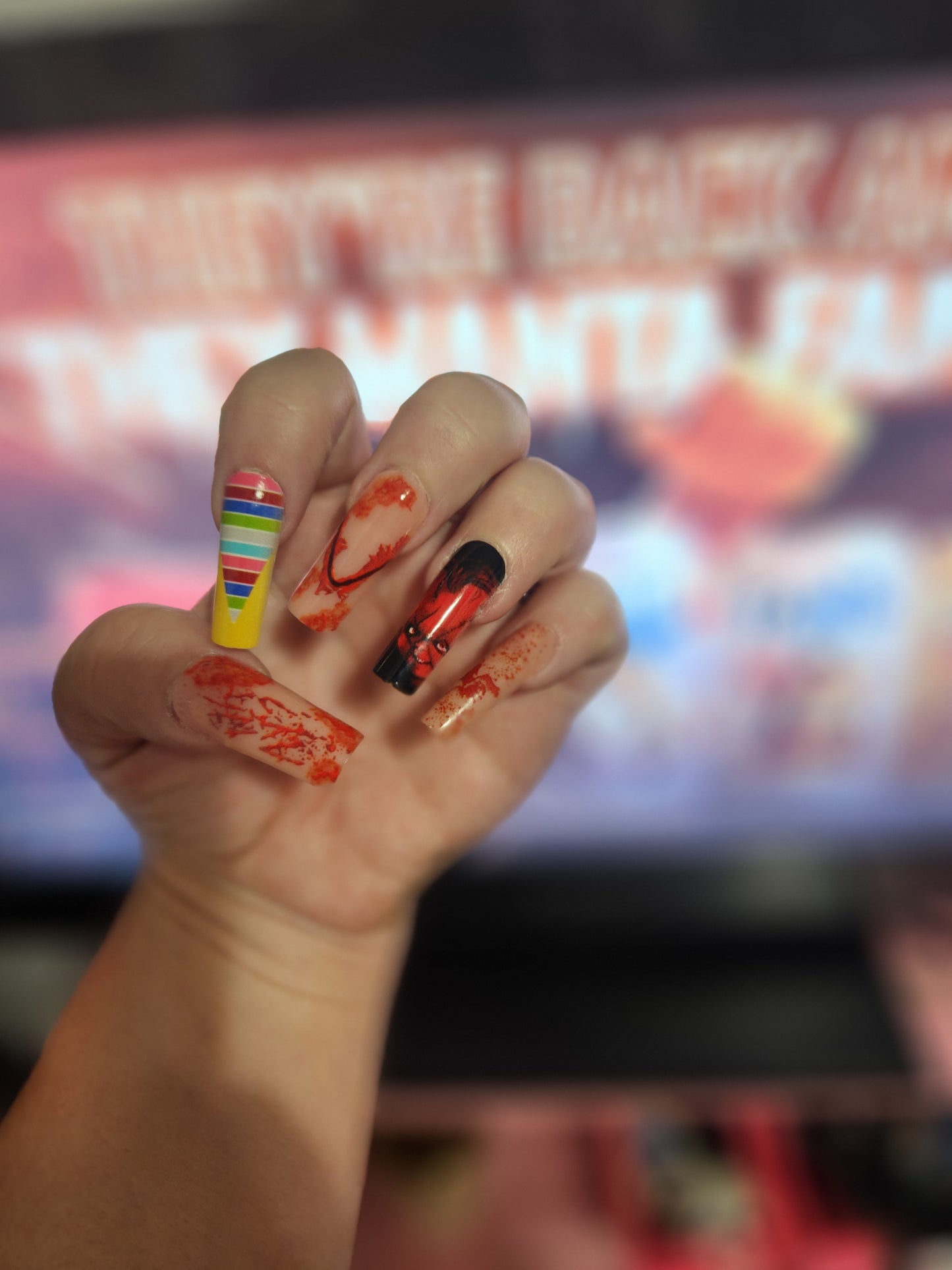 Chucky Halloween Long Nails