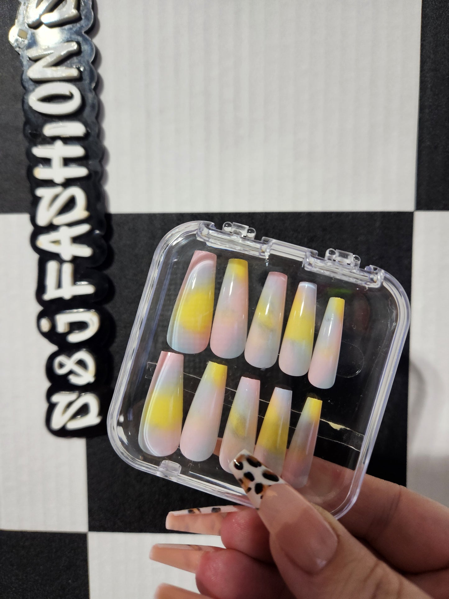 Yellow Cotton Candy Long Nails
