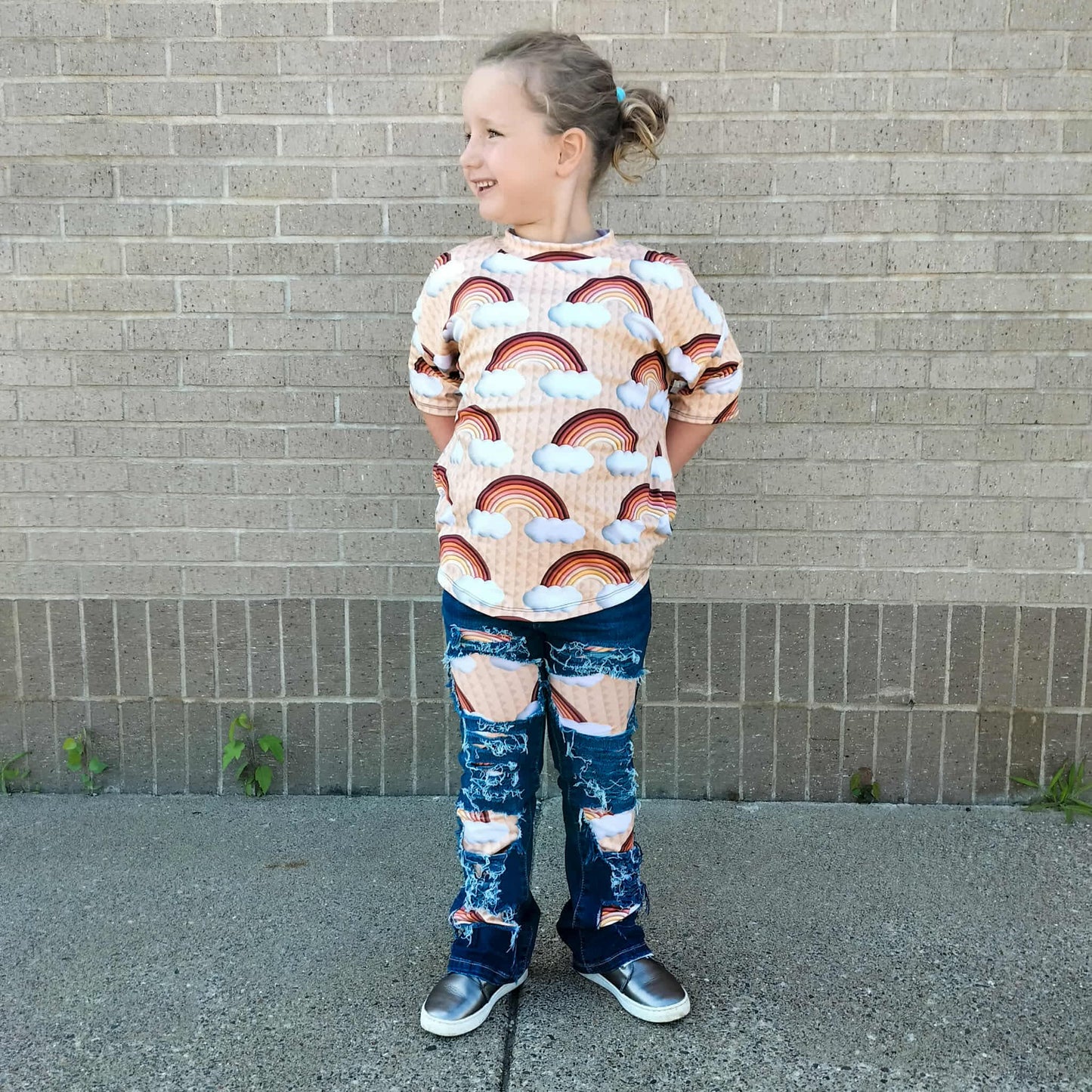 Fall Rainbow Girls Distressed Jeans