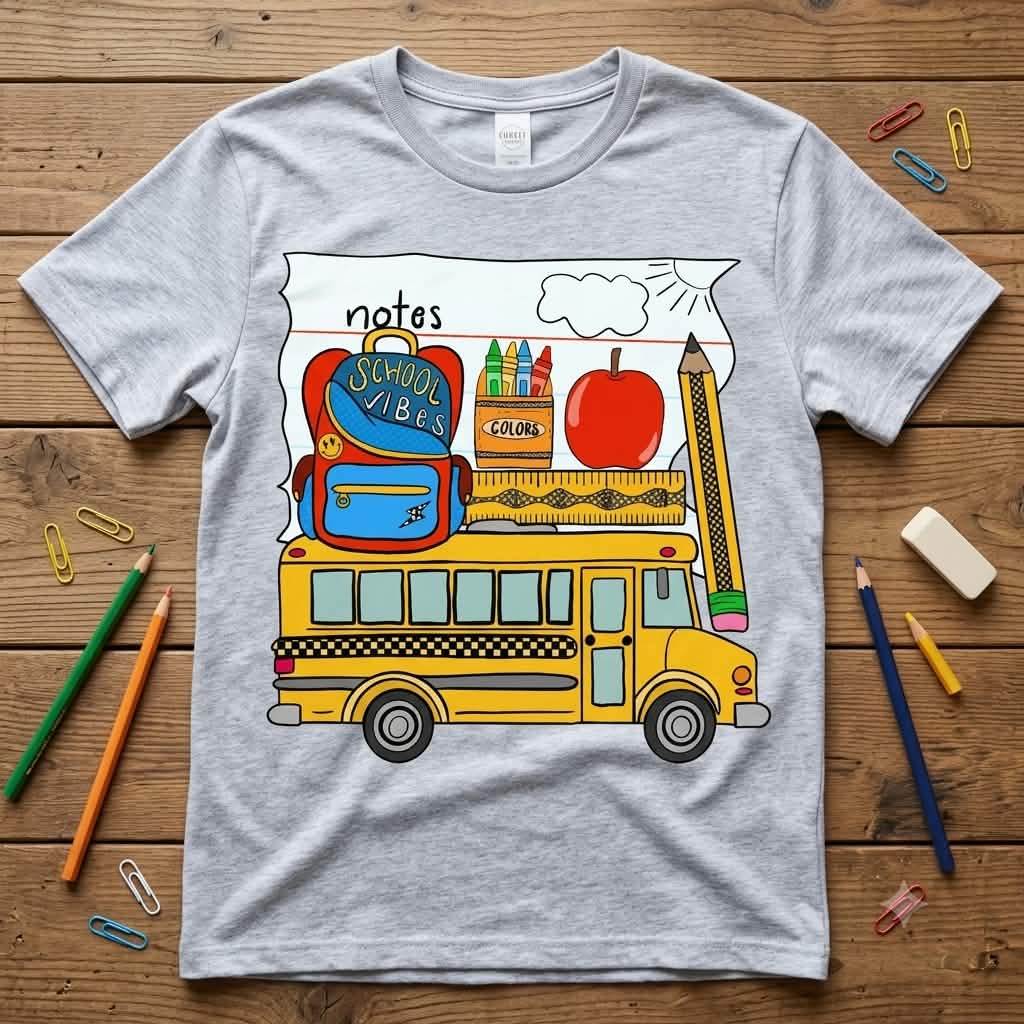 Bus Boys Shirt Girls Shirt Back to School