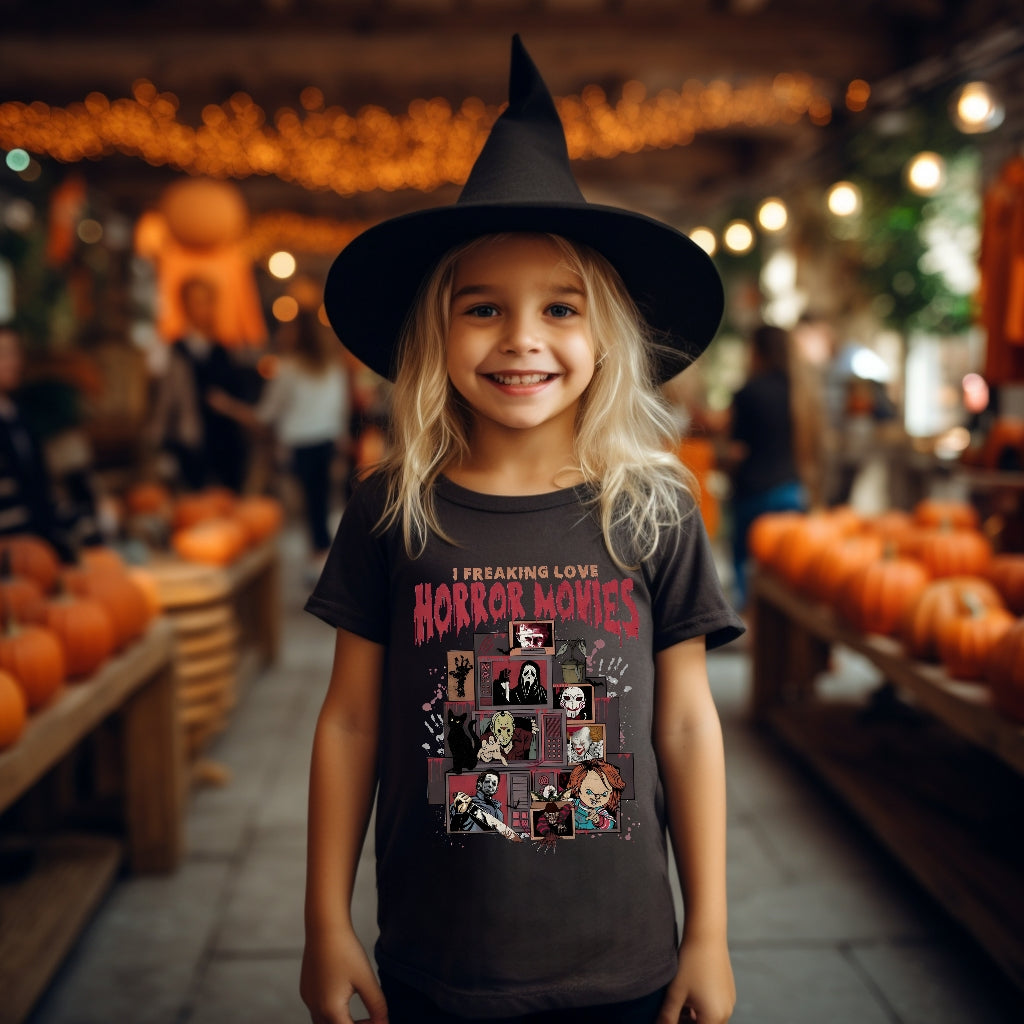 I Freaking Love Horror Movies Halloween Ladies Shirt Girls Shirt Boys Shirt Mens Shirt