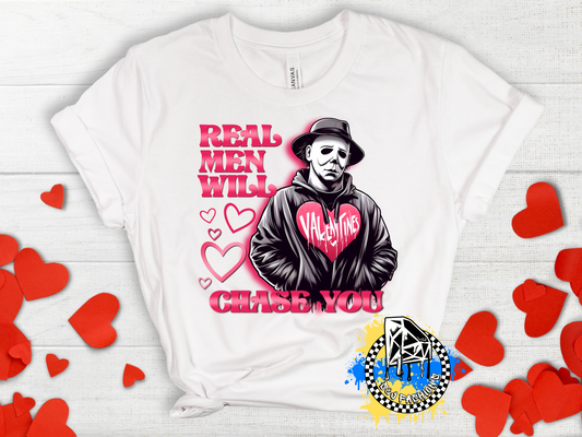 Michael Myers Horror Men Will Chase You Valentine's Girls Shirt Boys Shirt Men's Shirt Ladies Shirt