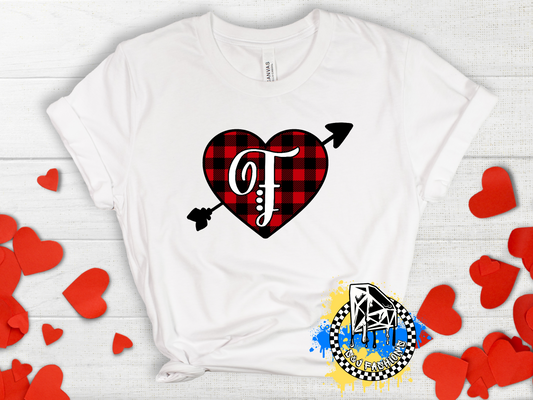Heart Letters (ALL LETTERS) Buffalo Plaid Valentine's Girls Shirt Boys Shirt