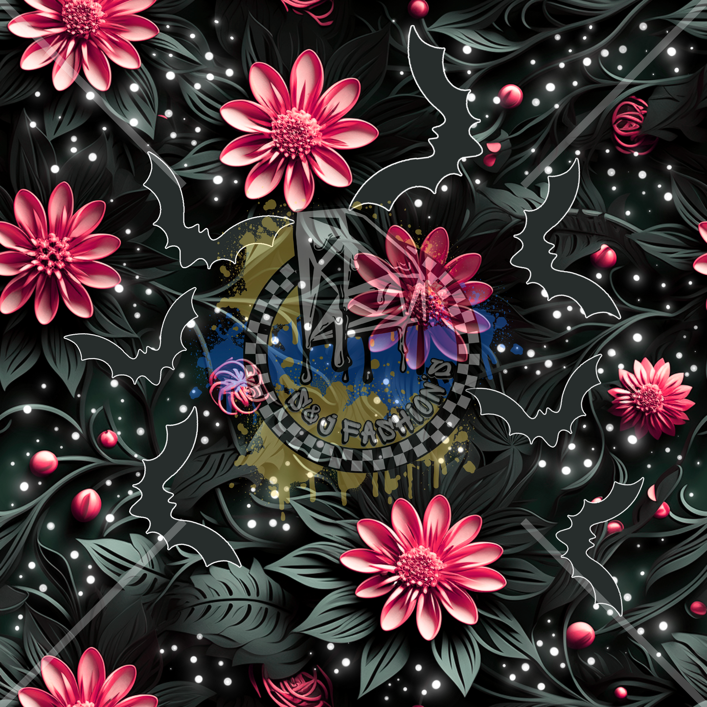 Floral Bats Halloween Handmade