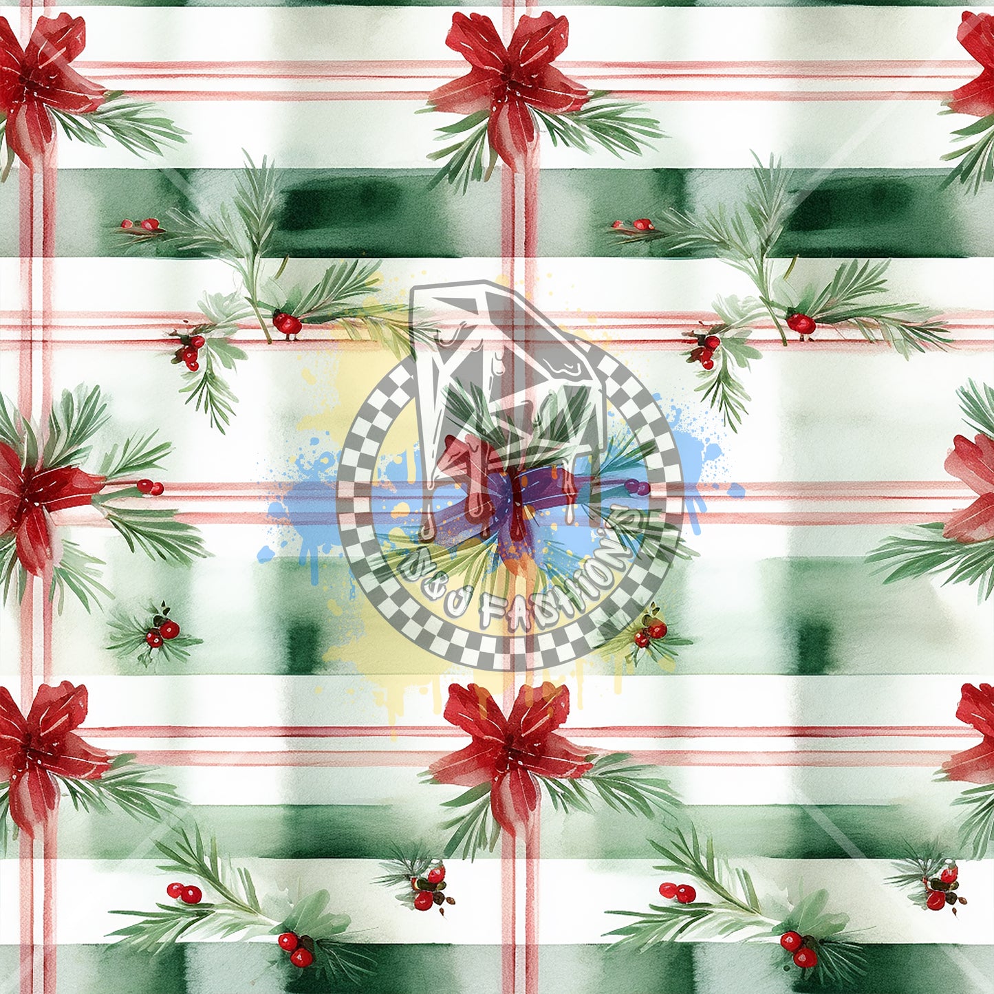 Water Color Plaid Christmas Handmade