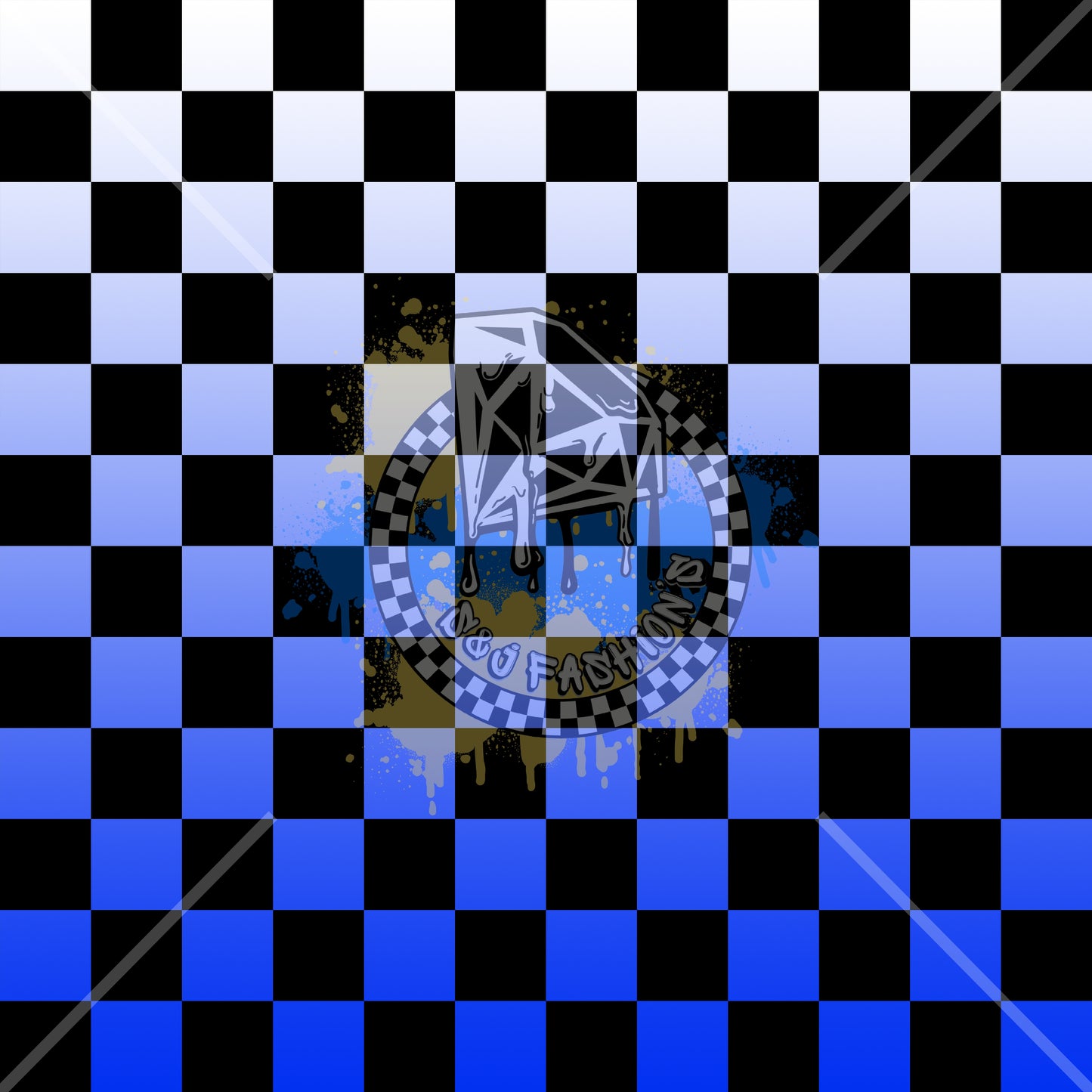 Blue Ombre Checker Handmade