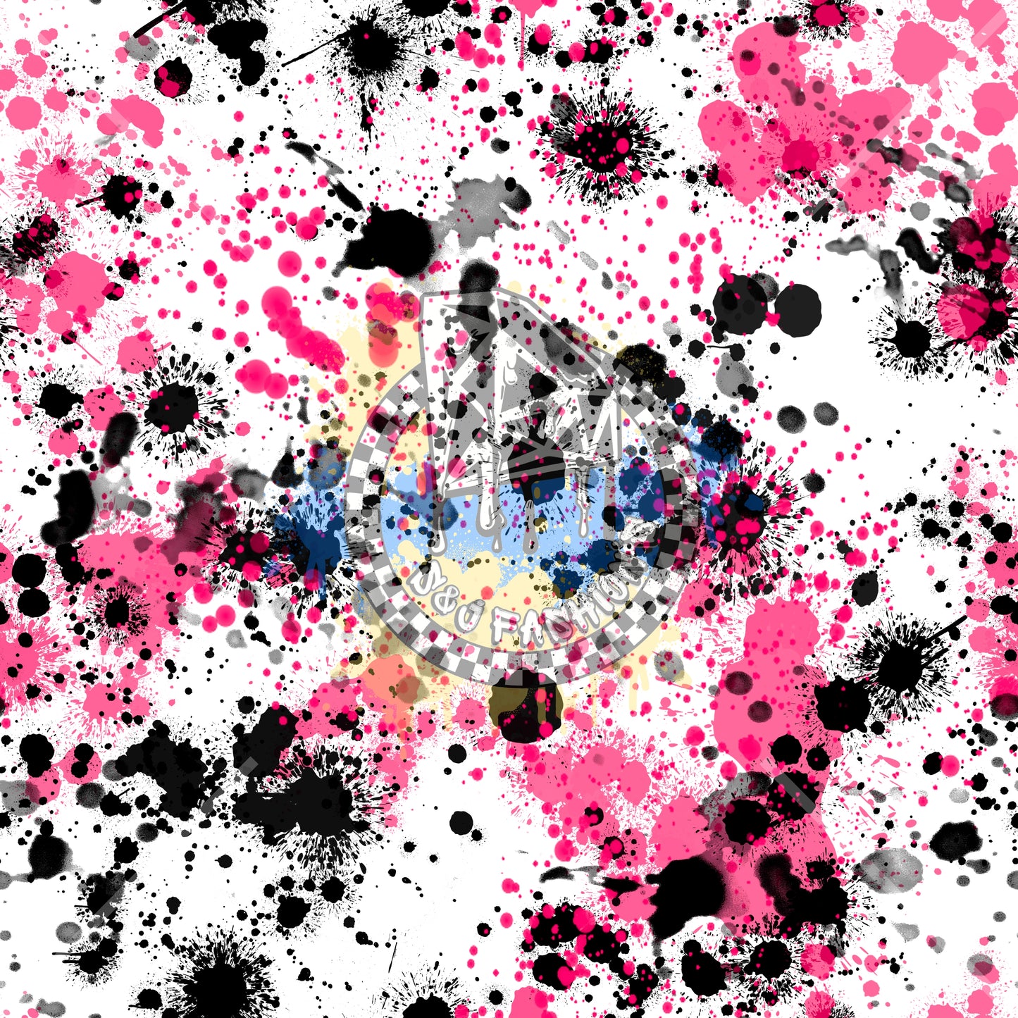 White, Pink & Black Splatter Handmade