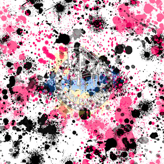 White, Pink & Black Splatter Handmade