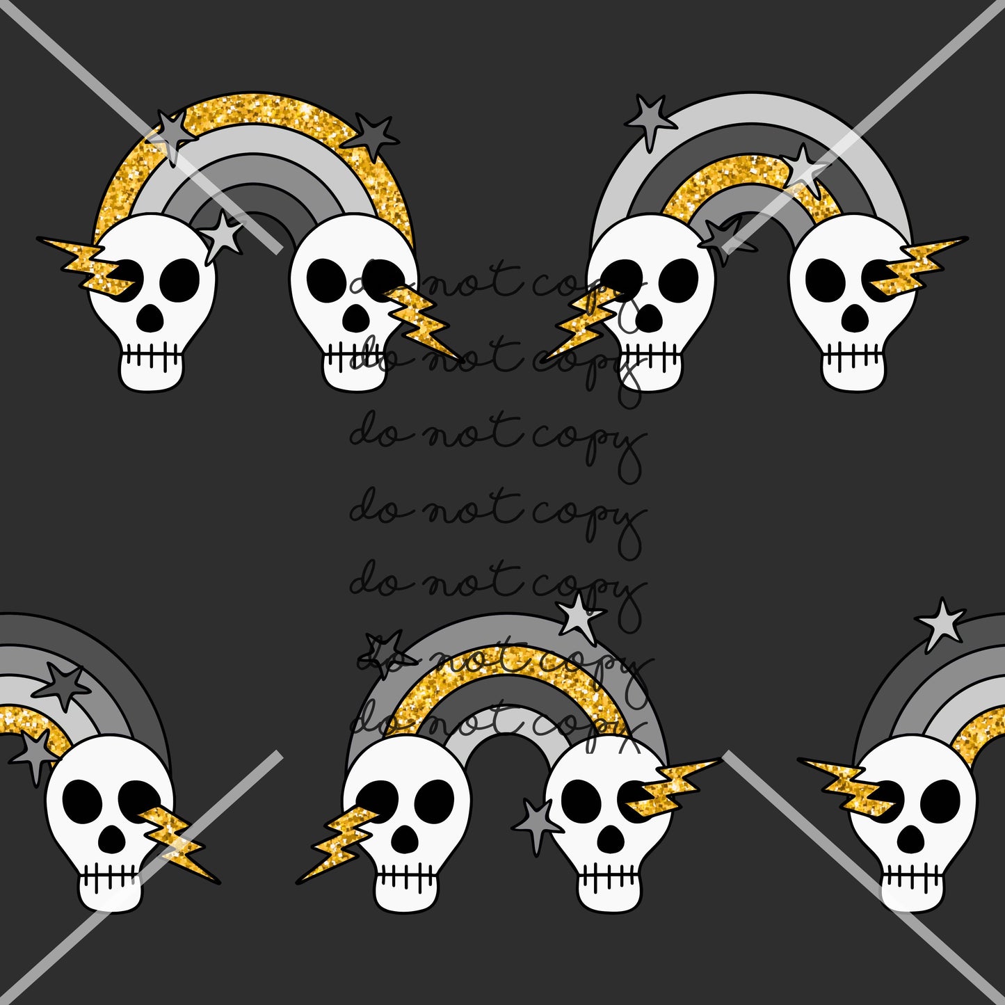 Monochrome Rainbow Skulls Handmade