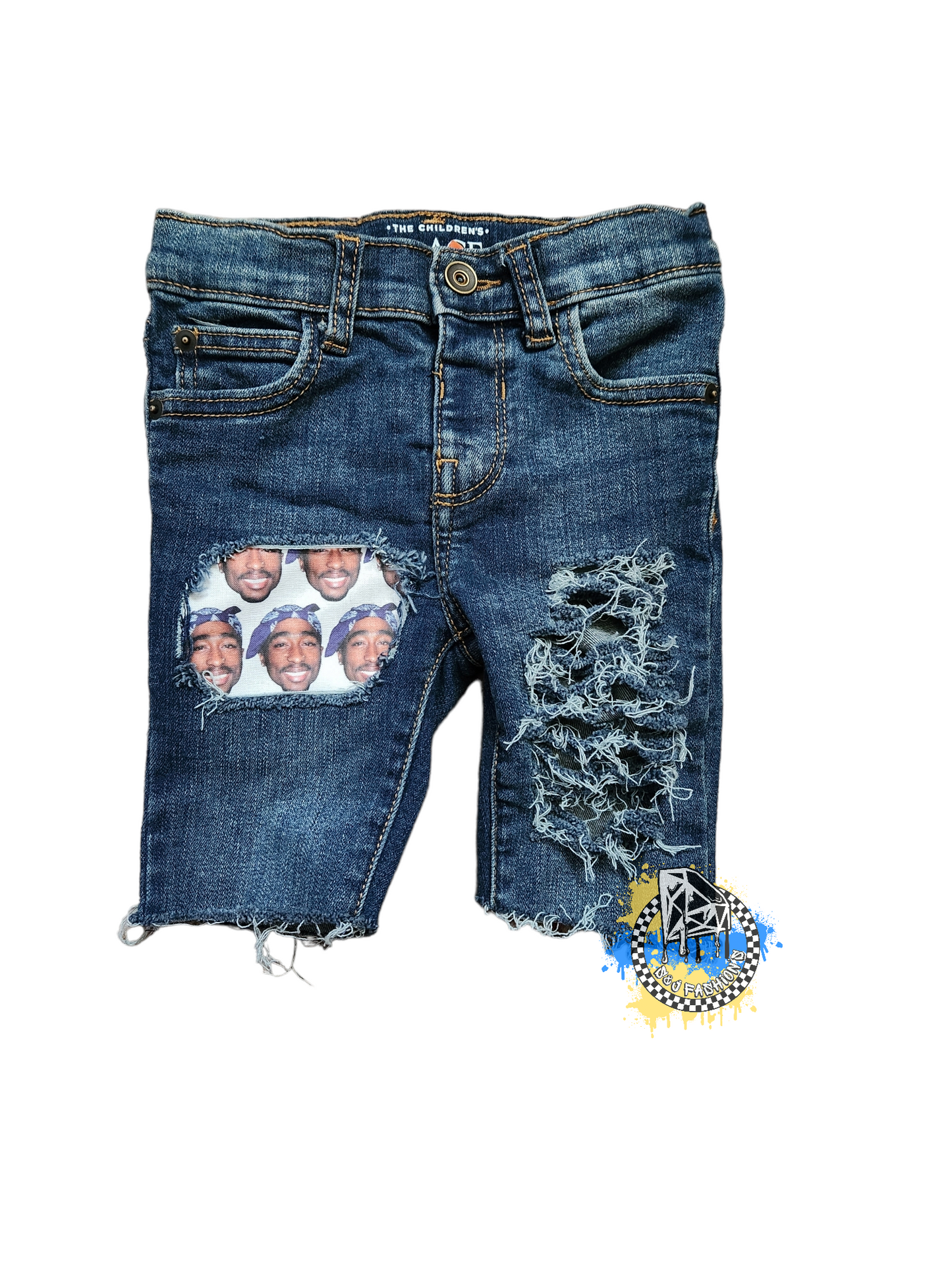 Tupac Girls Distressed Jeans Shorts