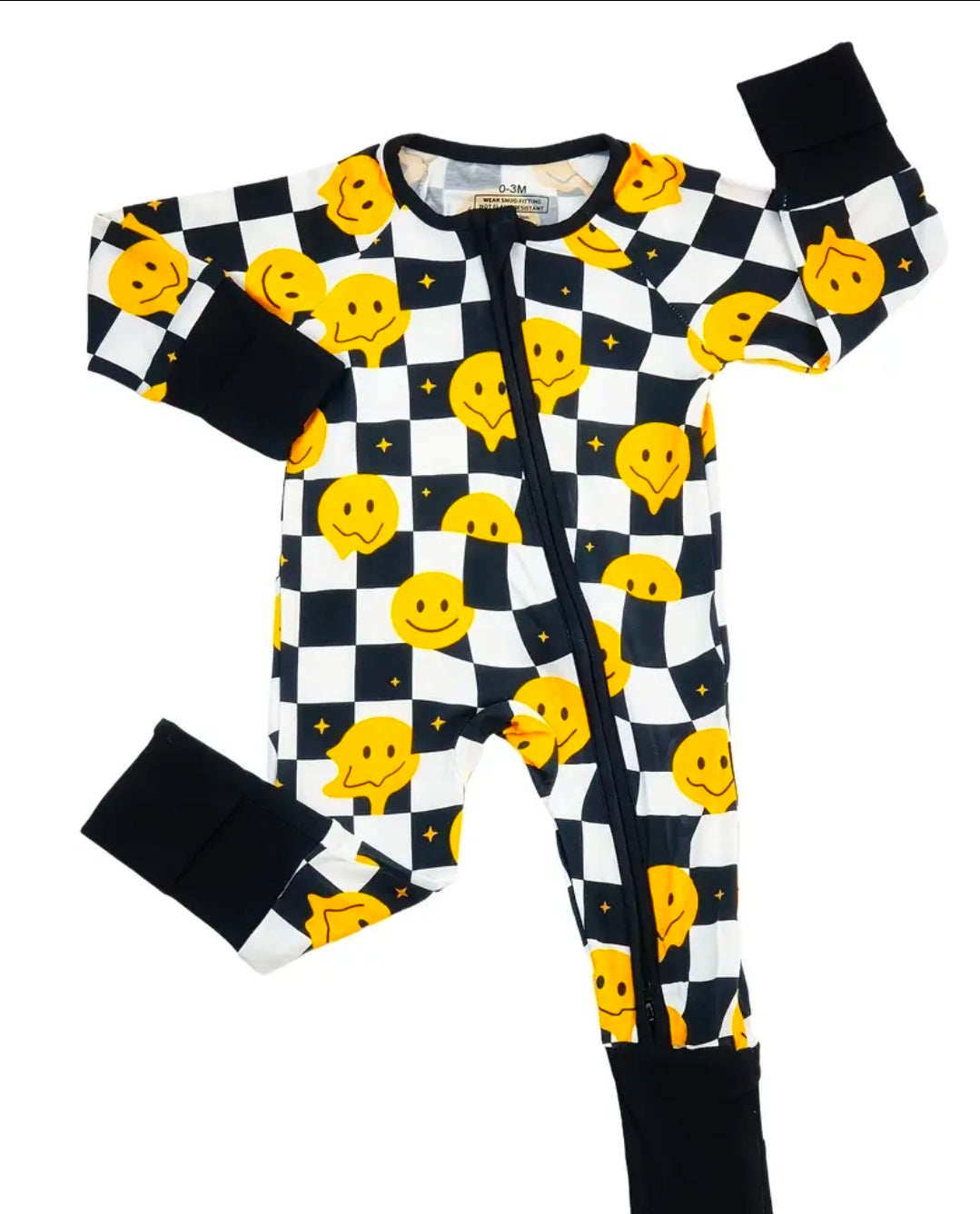 Smiley Black and White Checker Bamboo Zippy's