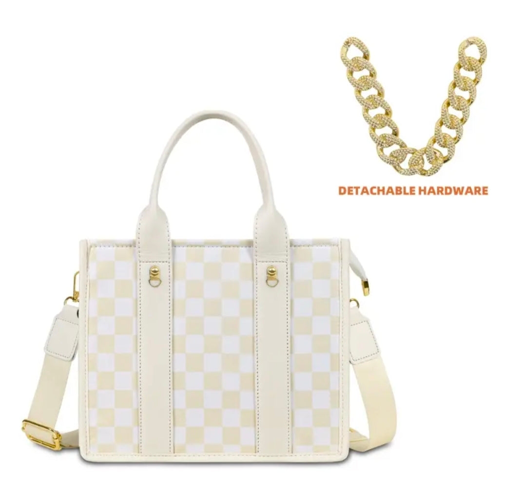 White Checker Handbag