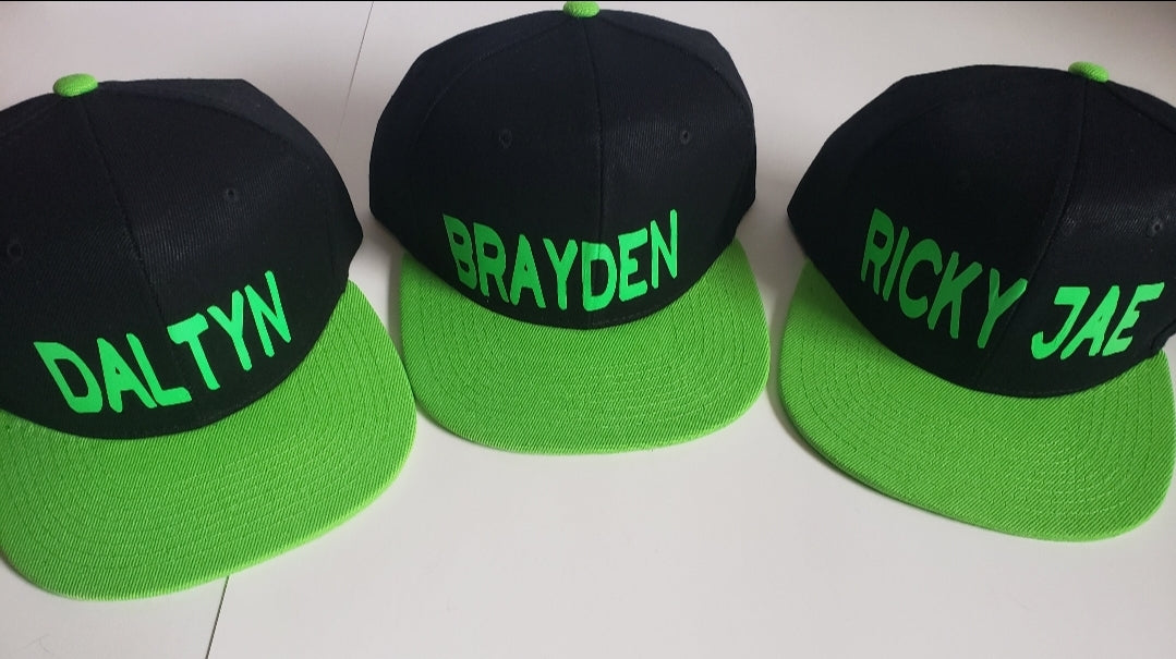 Black & Lime Green Snapback Hat