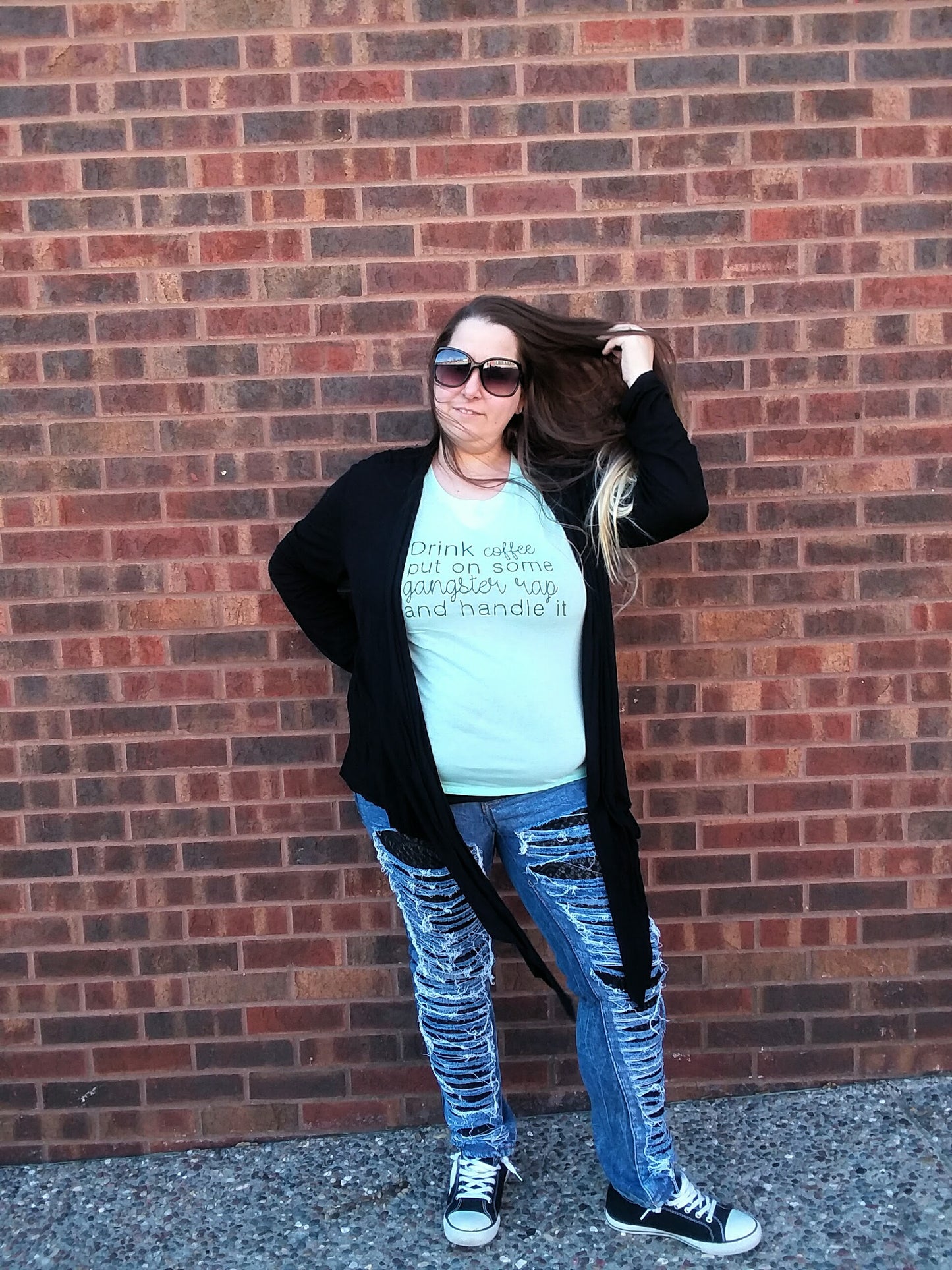 Drink Coffee Put On Some Gangster Rap Ladies Shirt