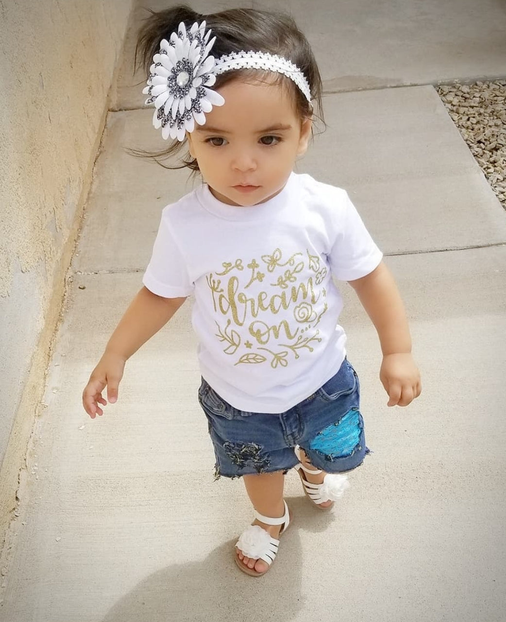 Girls Blue Diamond Distressed Shorts