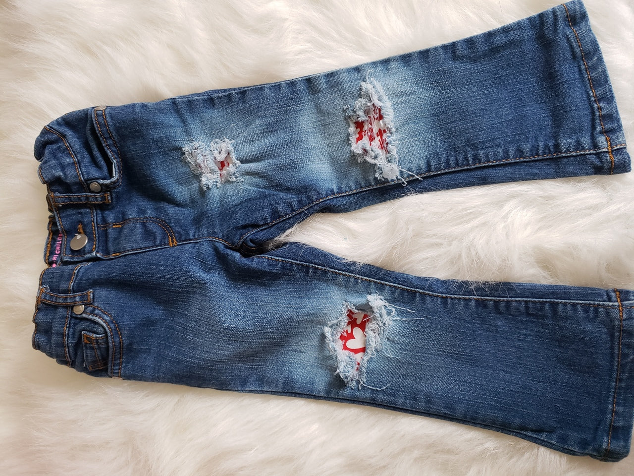 Red Heart Girls Distressed Jeans Valentines