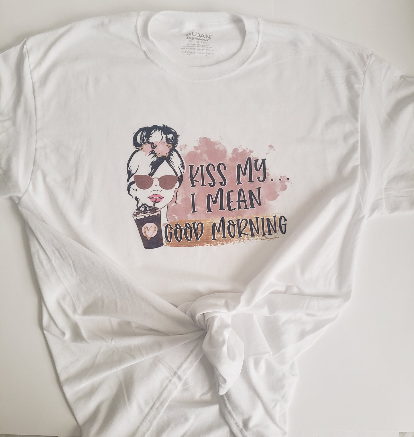 Kiss My I Mean Good Morning Coffee Ladies Shirt