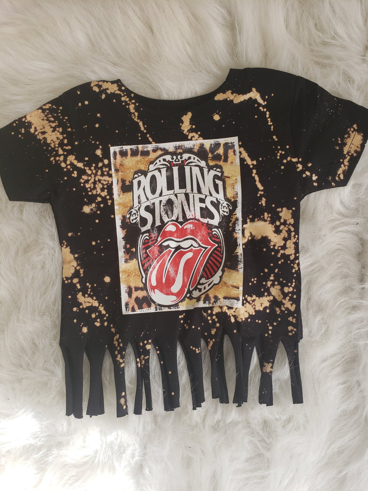 Rock n Roll Rolling Stones Fringe Acid Shirt Girls Shirt