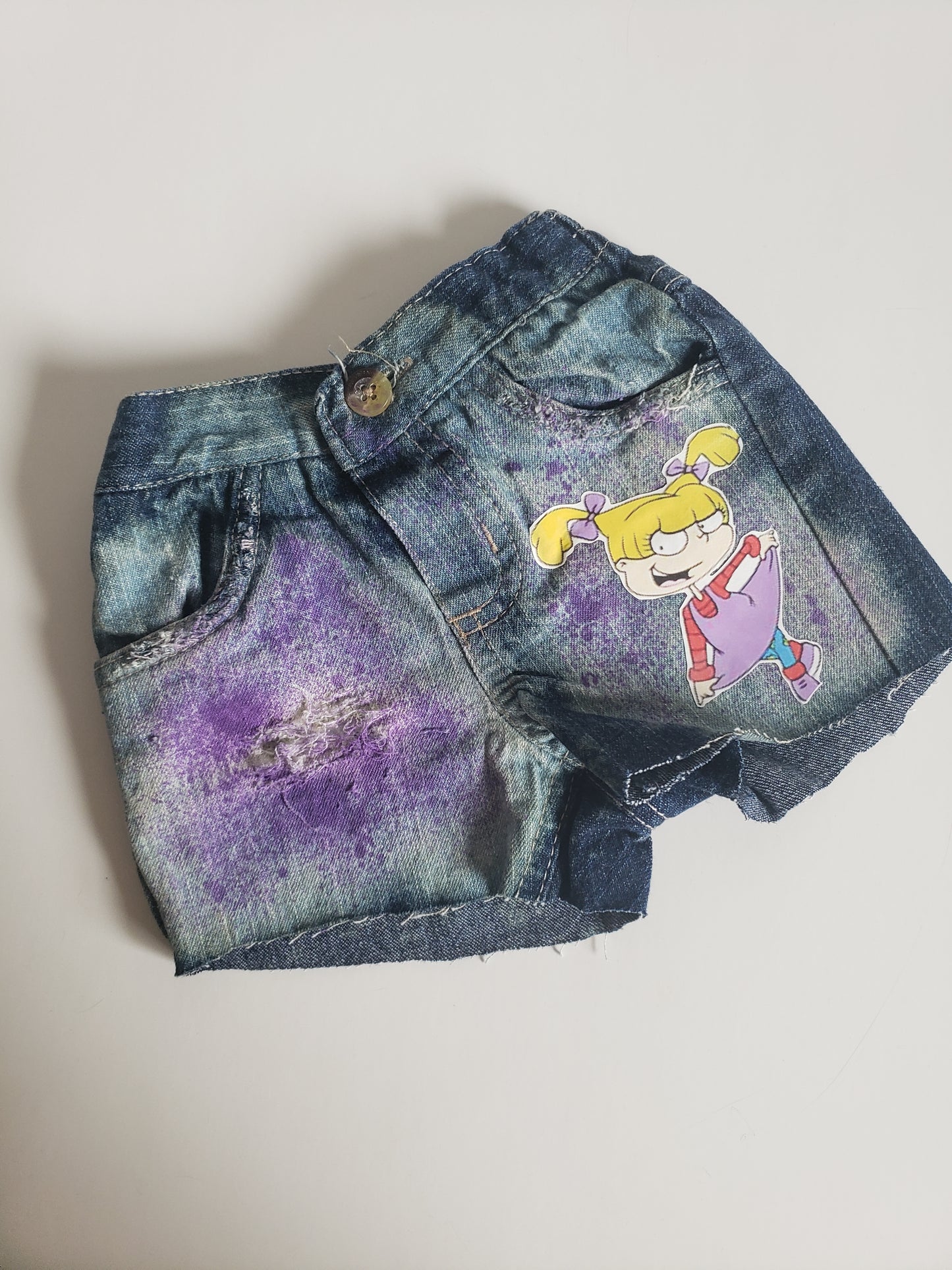 Rugrats Angelica Girls Distressed Jeans Shorts