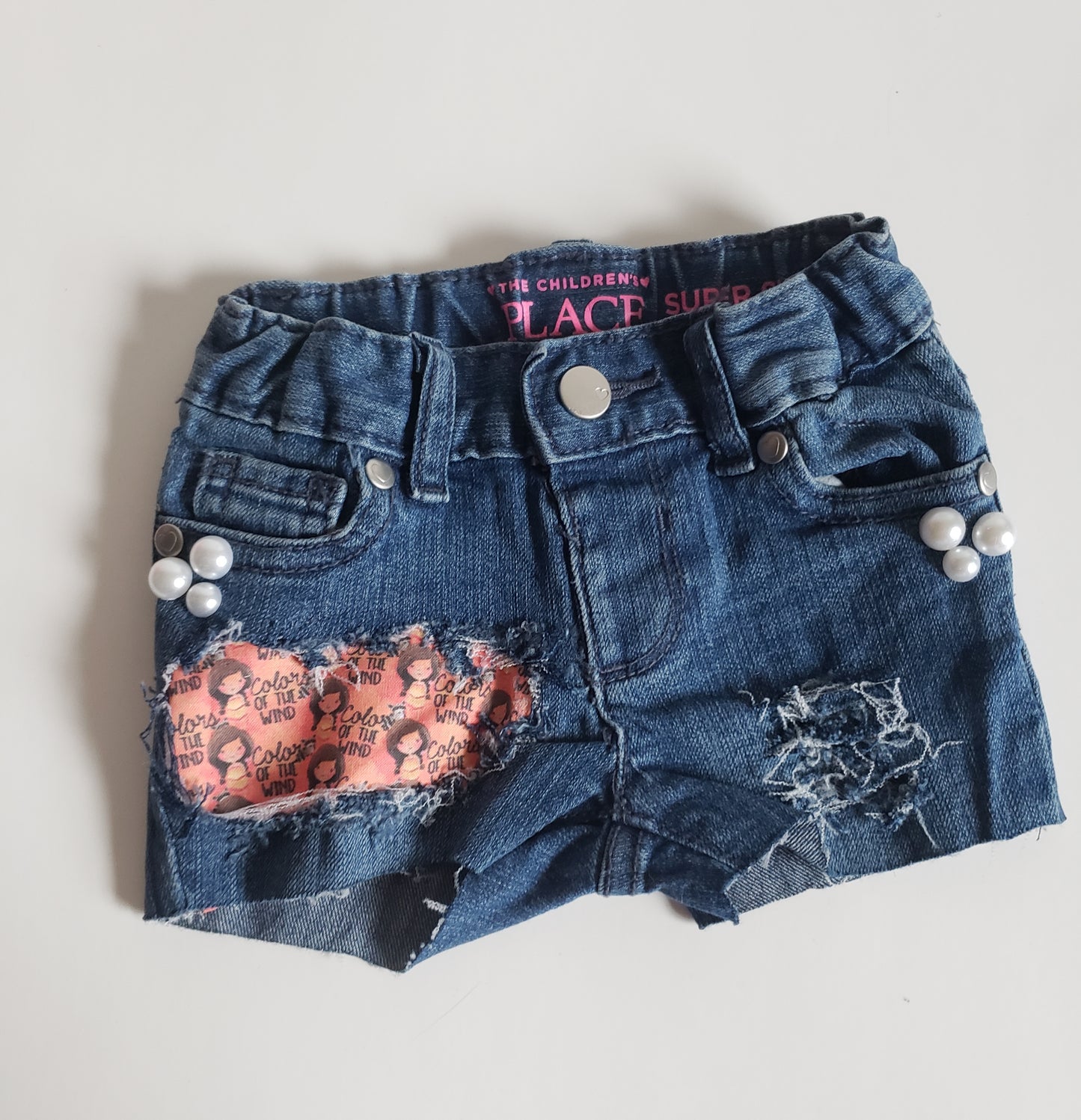 Disney Princess Pocahontas Girls Distressed Jeans Shorts Denim