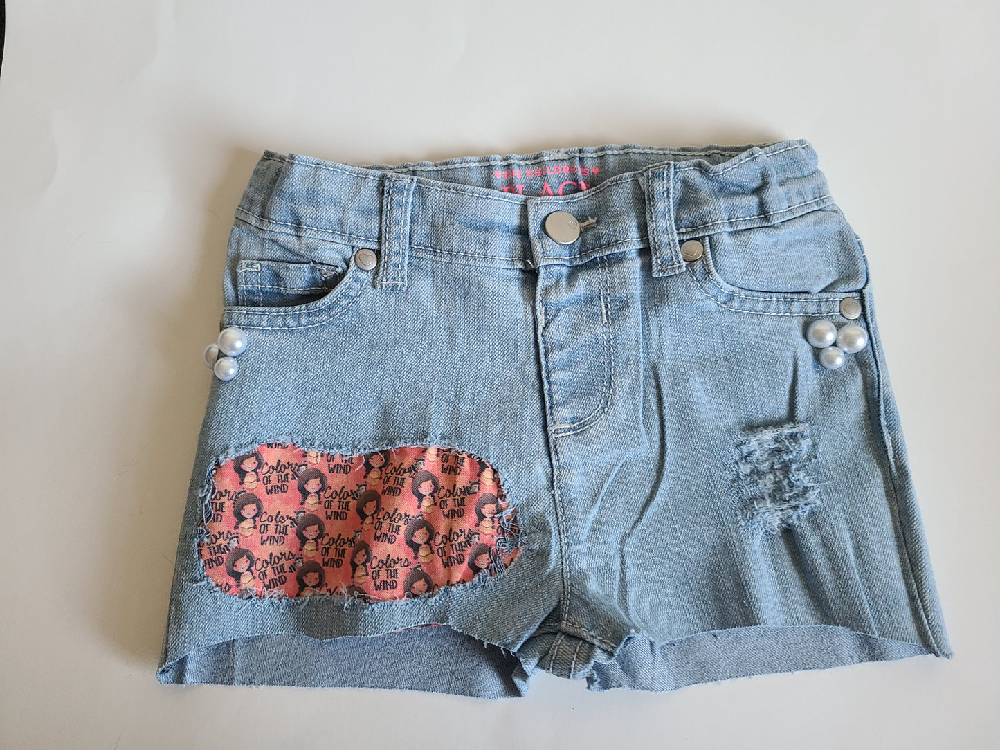 Disney Princess Pocahontas Girls Distressed Jeans Shorts Denim