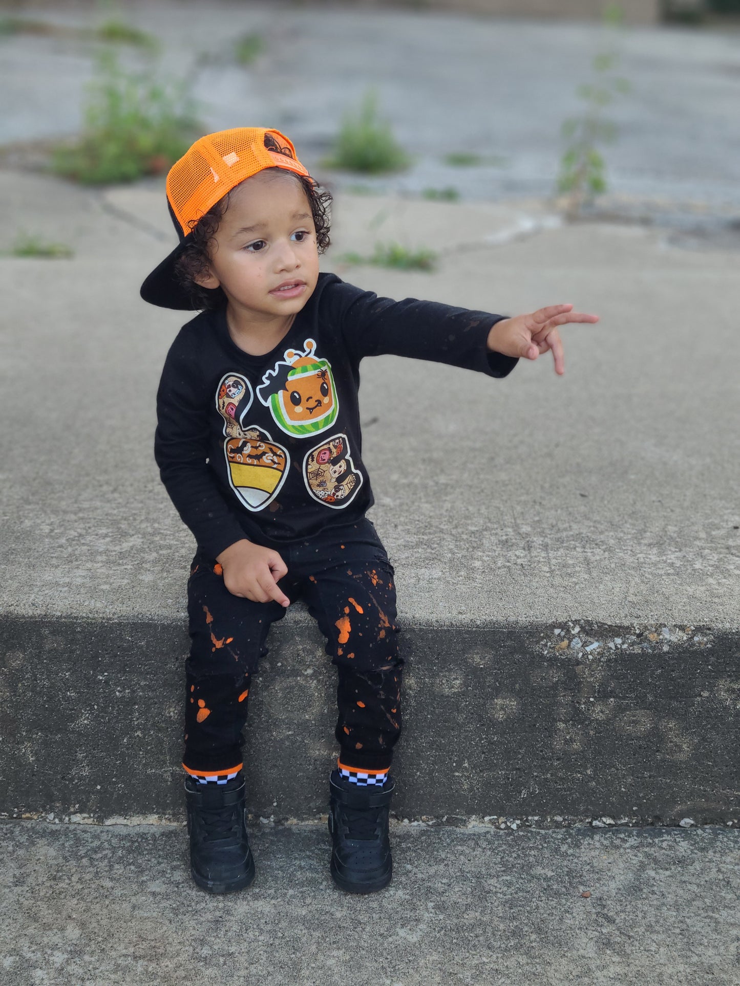 Pumpkin Boys Distressee Jeans Girls Distressed Jeans Halloween