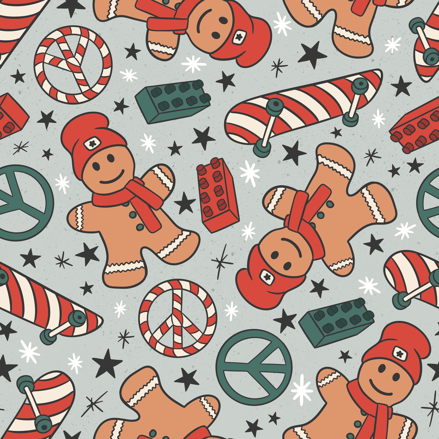 Skateboard Gingerbread Man Christmas Handmade