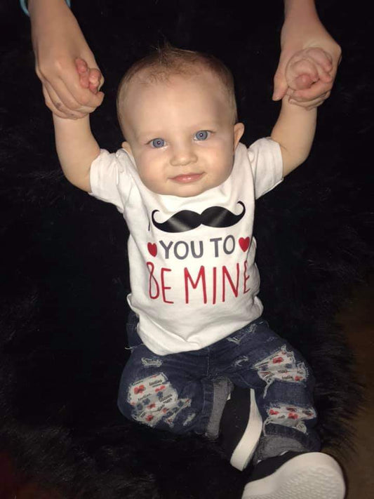 I Mustache You To Be Mine Valentines Boys Shirt