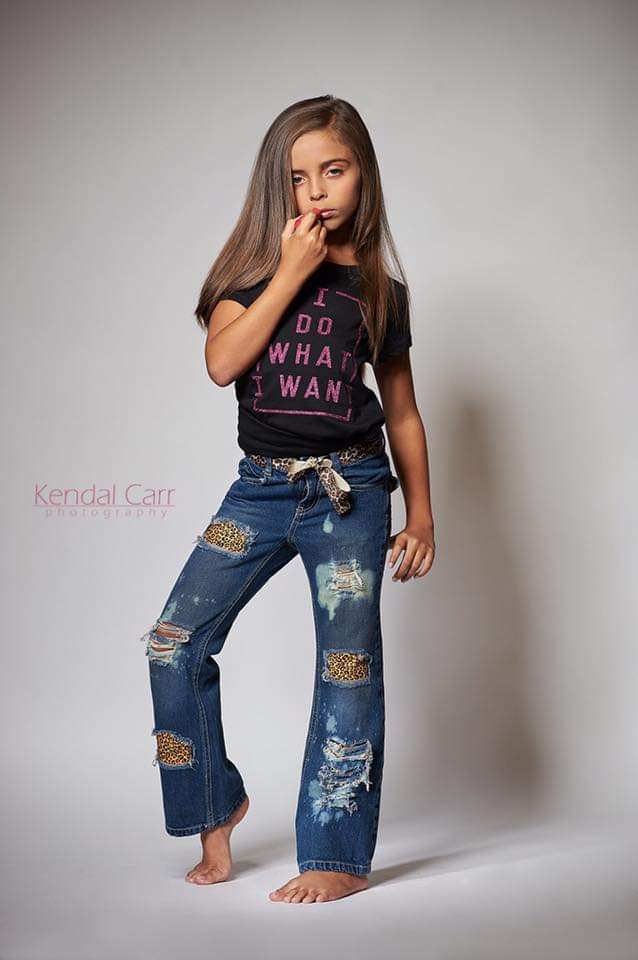 Cheetah Leopard Print Girls Distressed Jeans