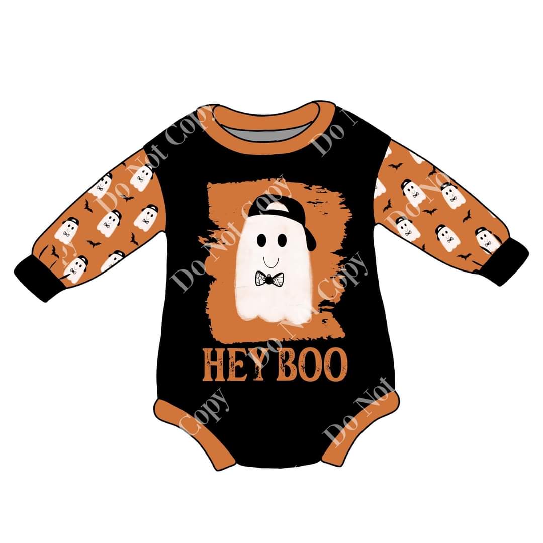 Hey Boo Sweater Romper Halloween