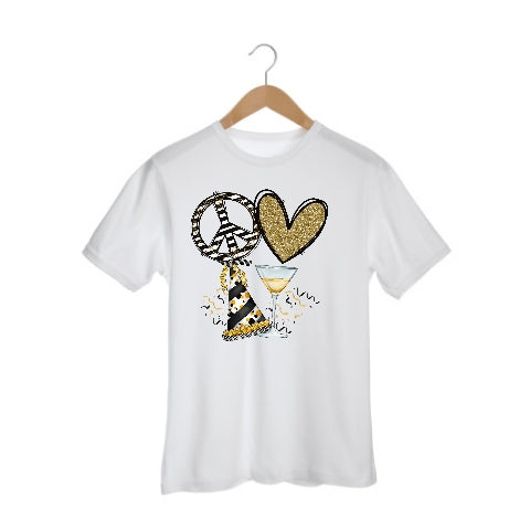 Peace Love New Year Girls Shirt Ladies Shirt Boys Shirt
