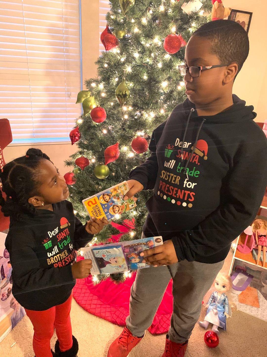 Dear Santa will trade Sister Hoodie Christmas Boys Shirt Girls Shirt