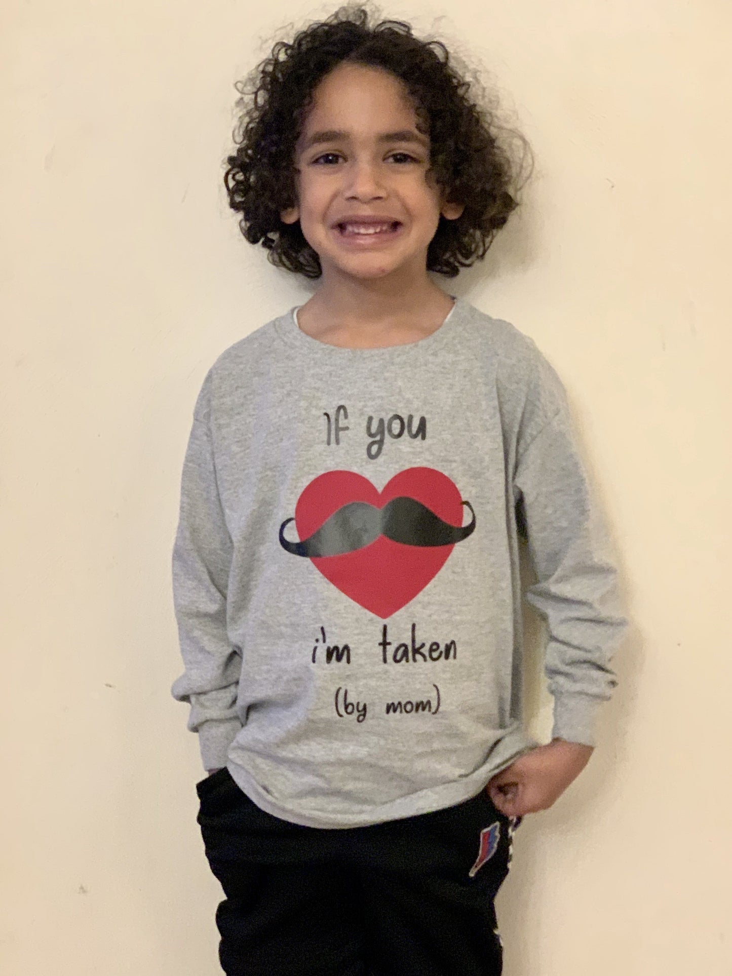 If you mustache know I'm taken by mom Valentine's Boys Shirt
