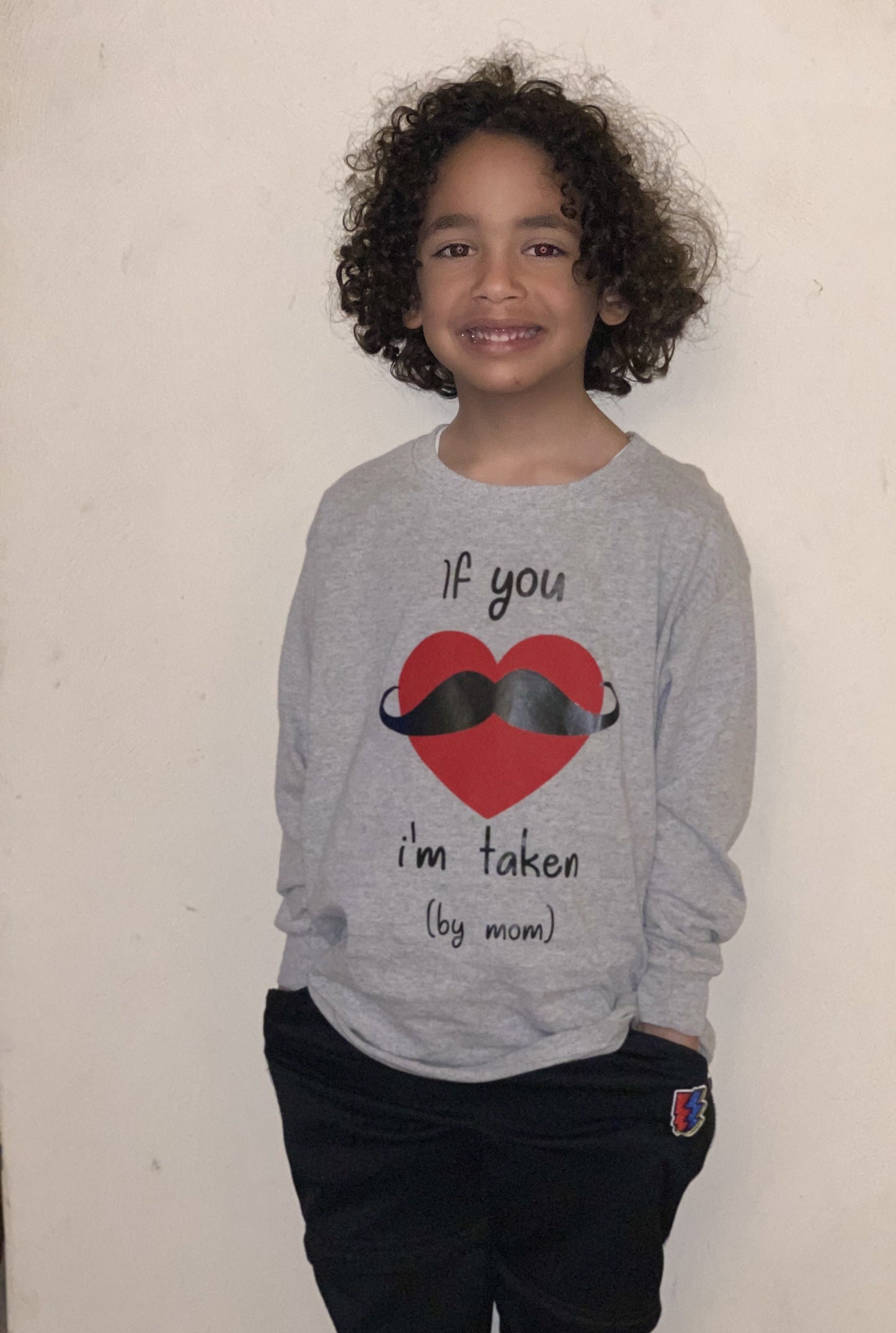 If you mustache know I'm taken by mom Valentine's Boys Shirt