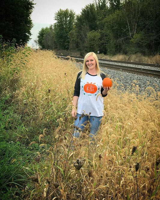 Pumpkin Monogram Ladies Shirt Raglan Shirt Fall