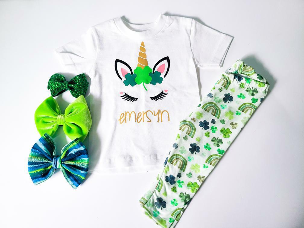 Personalized Unicorn Girls Shirt St. Patrick's