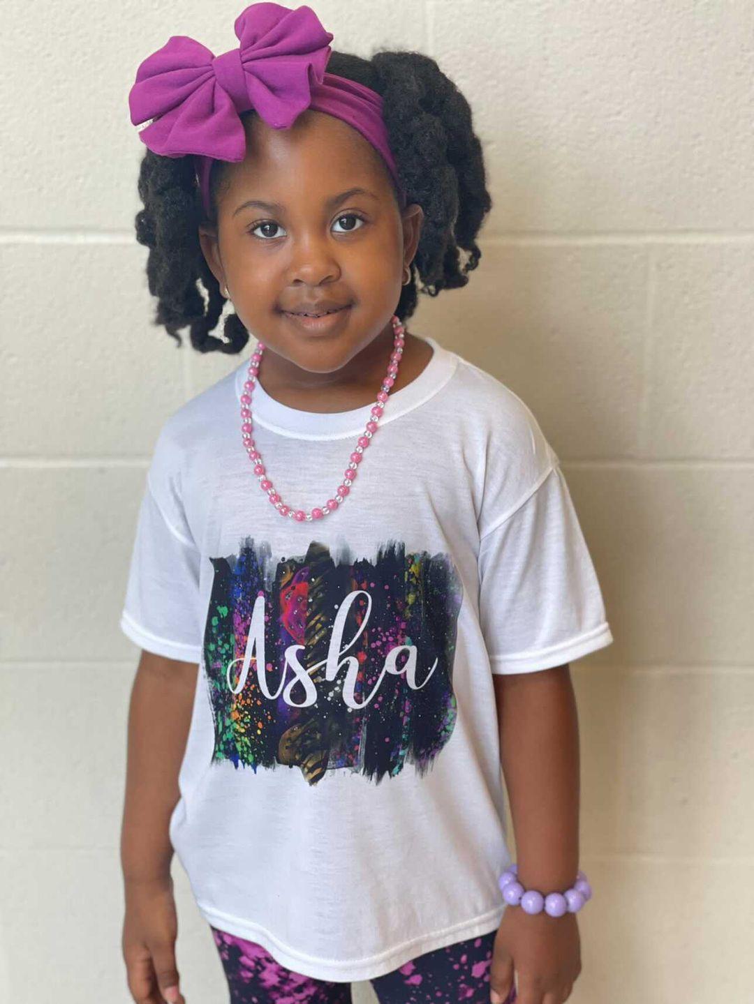 Personalized Neon Brushstroke Name Girls Shirt