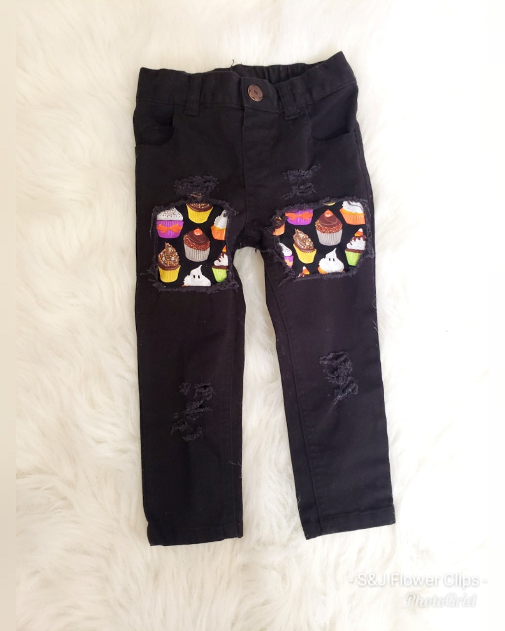 Halloween Cupcakes Girls Distressed Jeans