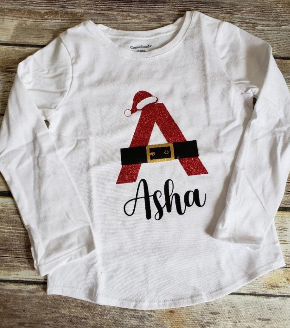 Personalized Santa Christmas Girls Shirt Boys Shirt