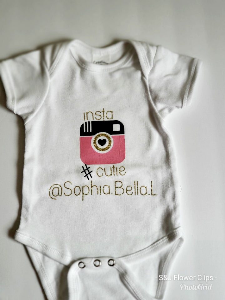 Personalized insta #cutie Girls Shirt
