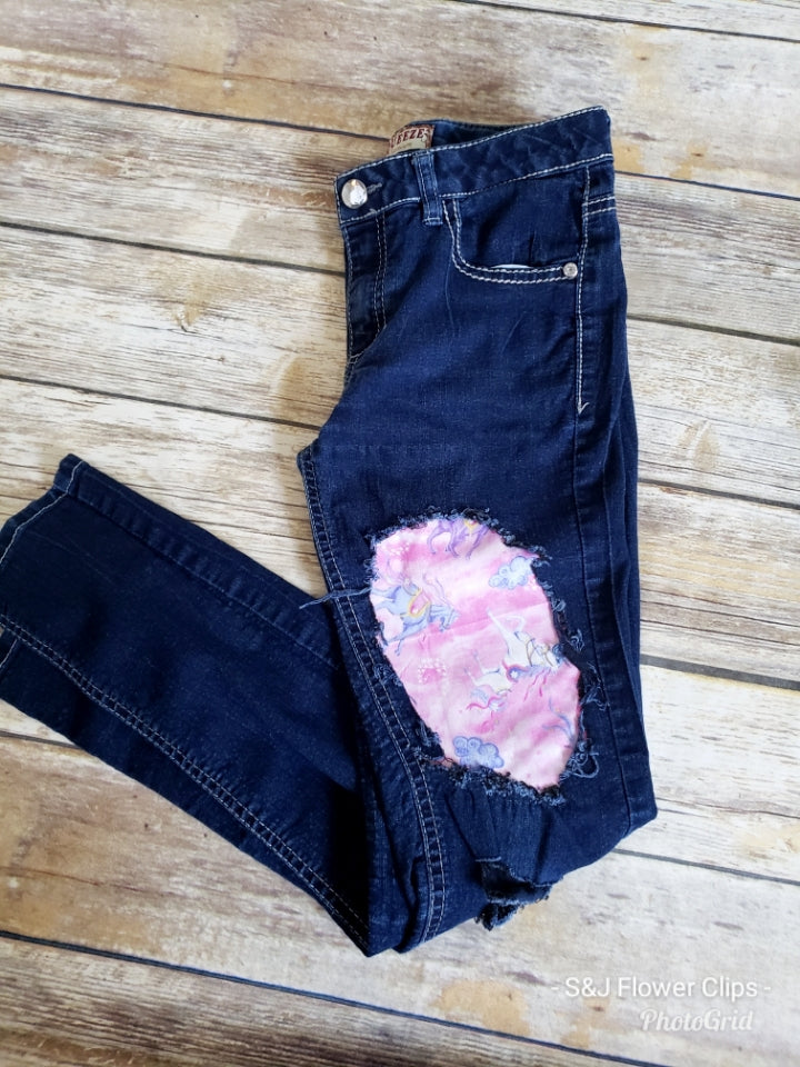 Girls Dreamy Unicorn Distressed Jeans