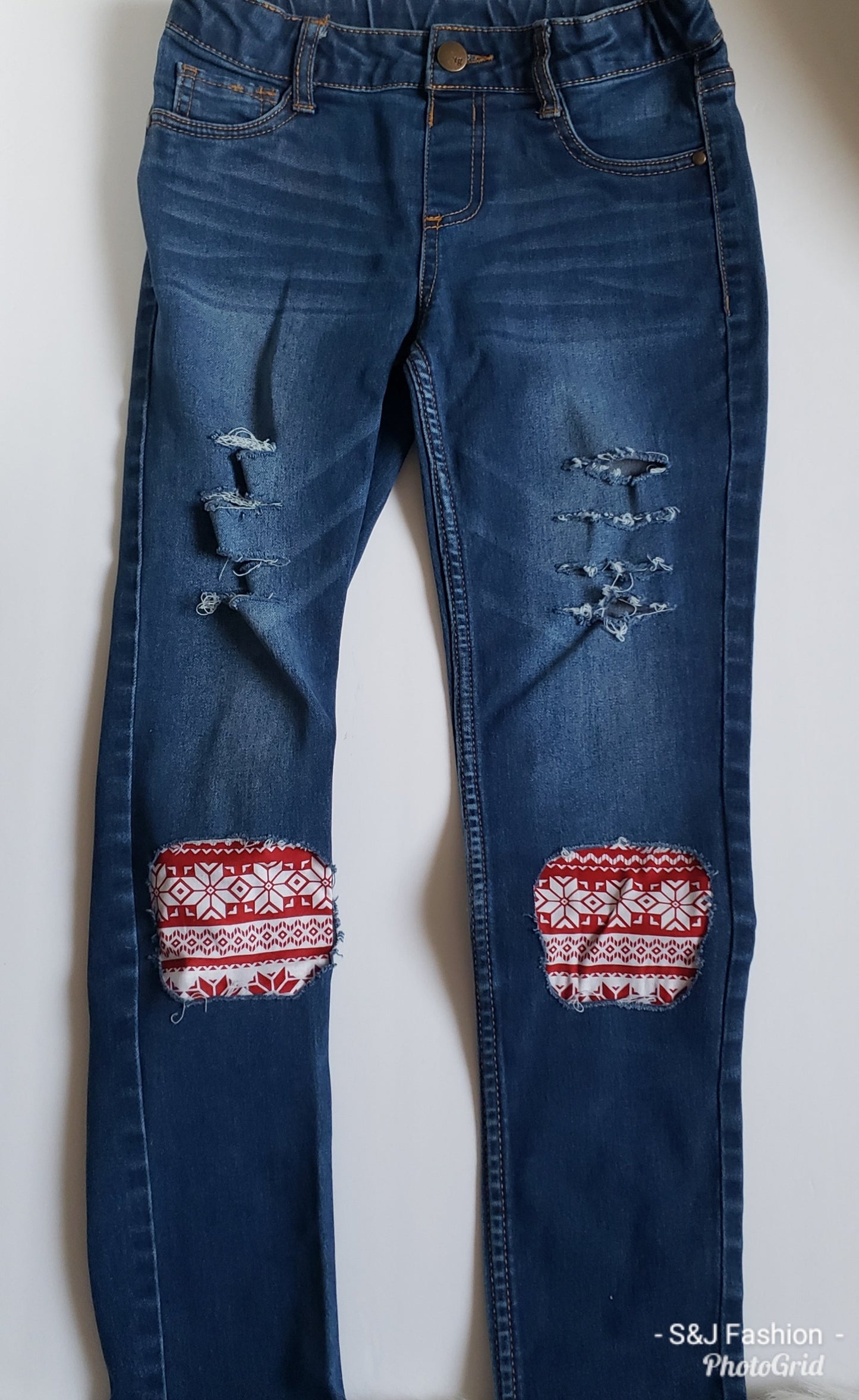 Ugly Sweater Girls Distressed Jeans Christmas