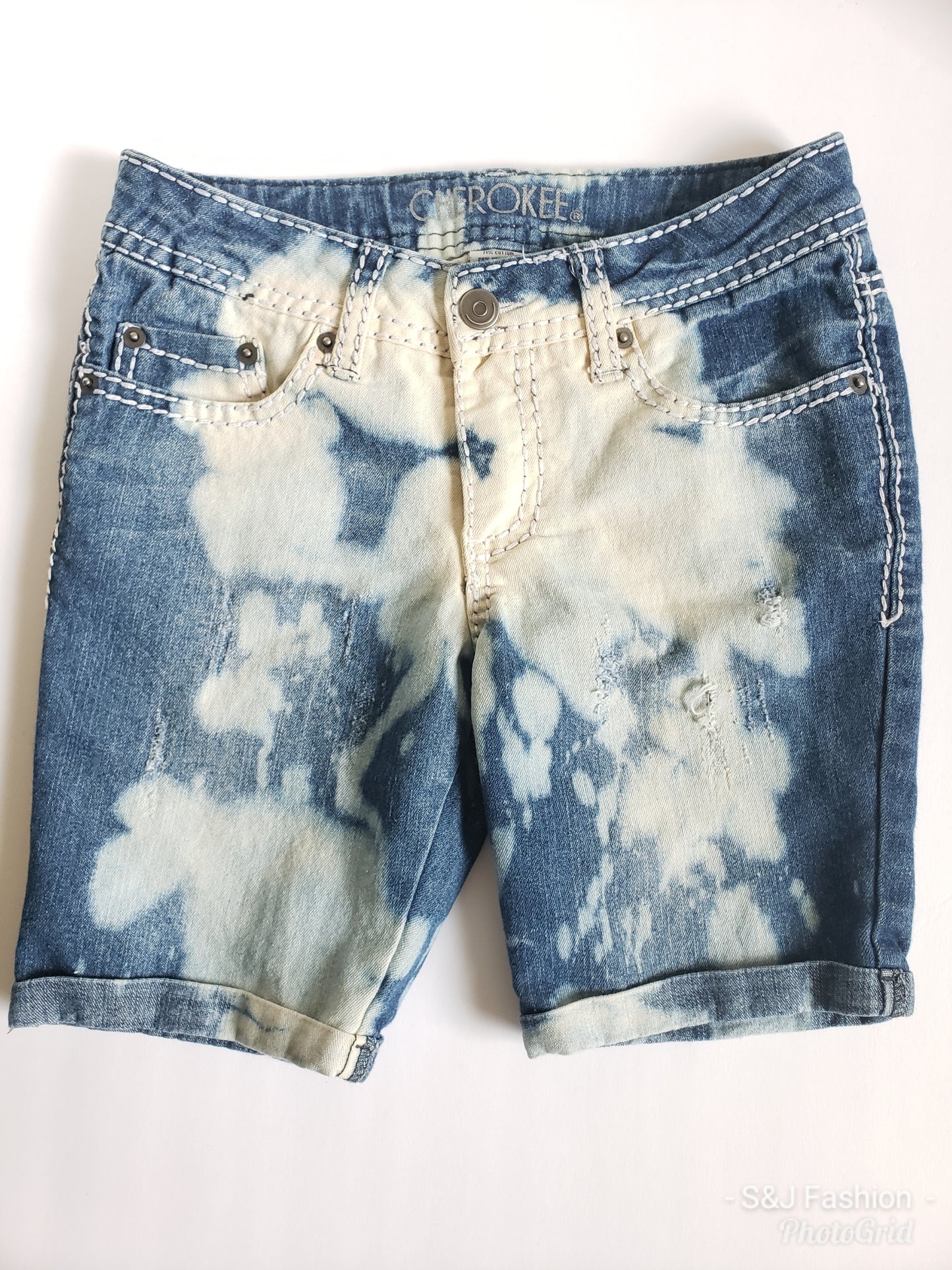 Acid Splatter Girls Distressed Jeans Shorts